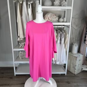 Caroline Rose Women's Size M Pink Punch Sheath Dress w/ Bell Sleeve #3361